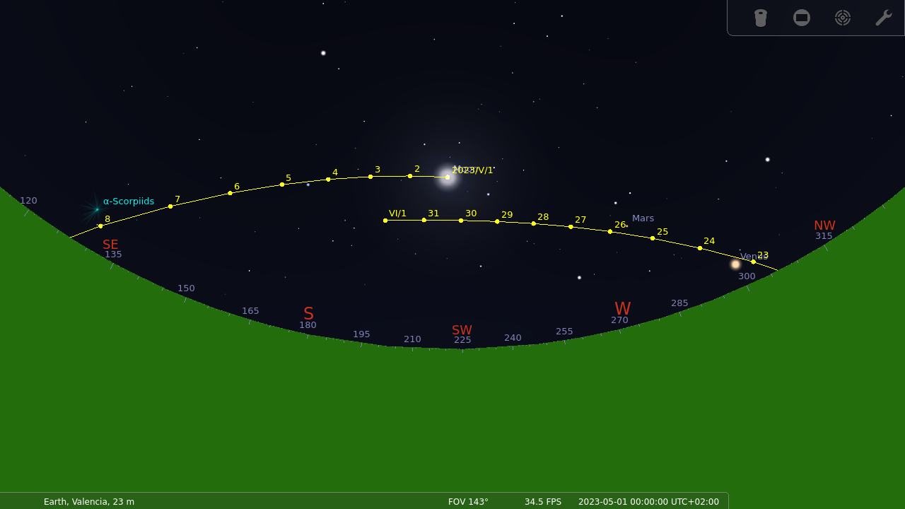 Moon trajectory over a month