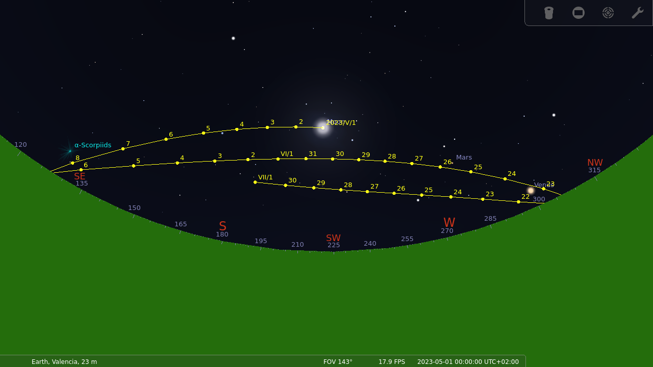 Moon trajectory over a month